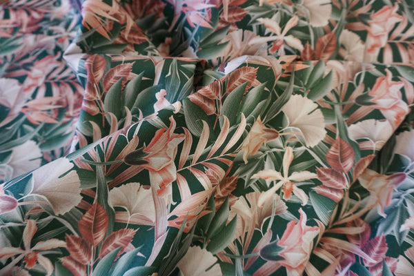 Mauve Carnations Print on Stretch Sateen