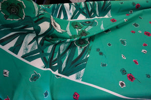 LAST PANEL- Poppy Print on Teal, Stretch Polpin