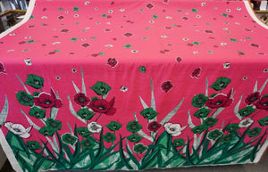 PANEL- Poppy Print on Magenta, Stretch Poplin