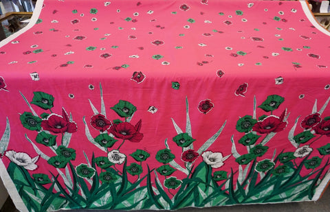 PANEL- Poppy Print on Magenta, Stretch Poplin