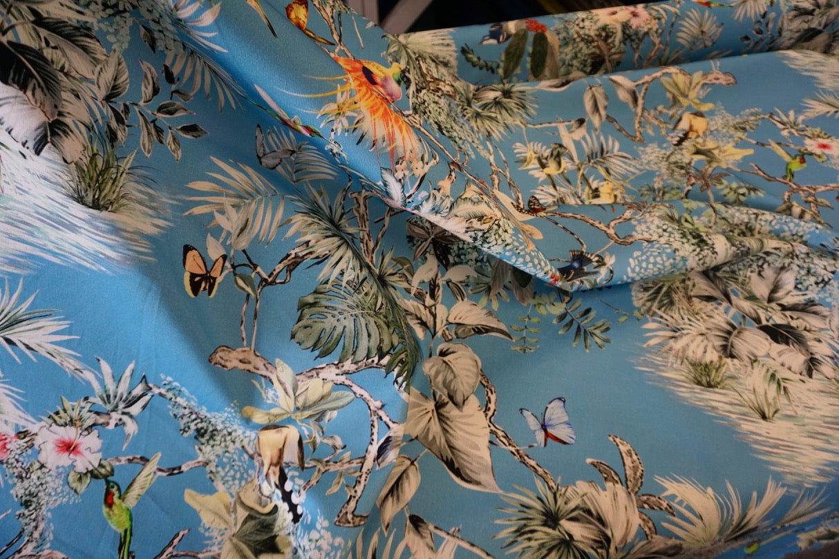 Birds of Paradise Print on Stretch Drill