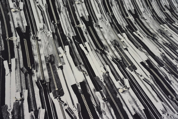 Zipper Collage Print on Stretch Cotton Sateen
