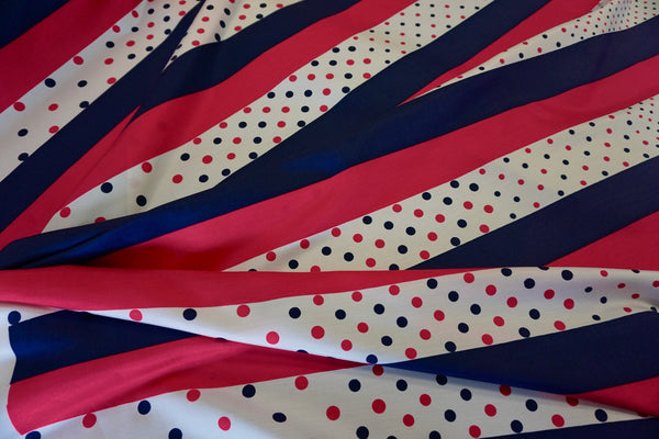 Spots & Stripes Print on Silk Blend Poplin