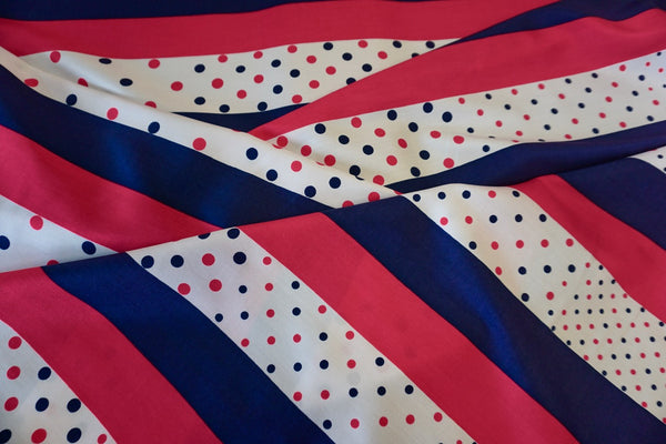 Spots & Stripes Print on Silk Blend Poplin