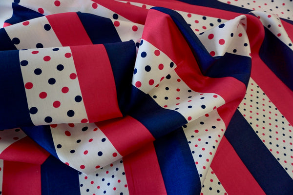 Spots & Stripes Print on Silk Blend Poplin