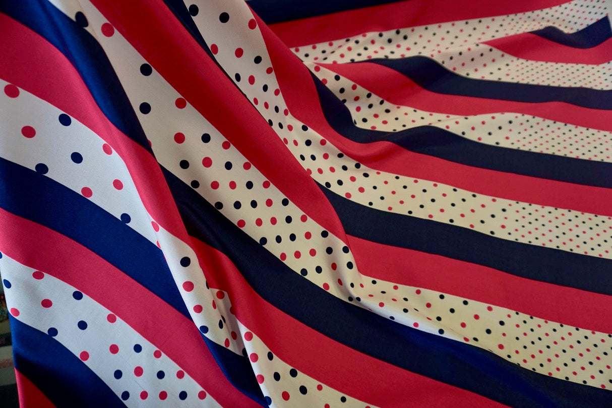 Spots & Stripes Print on Silk Blend Poplin