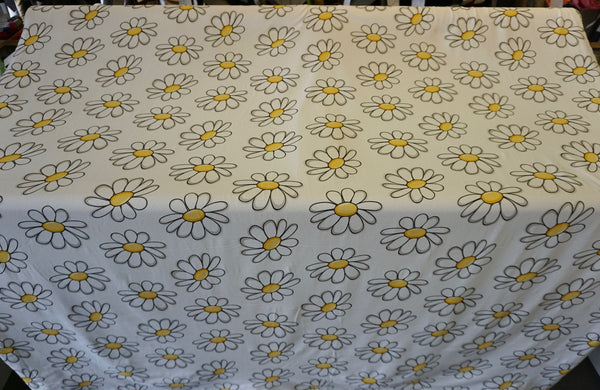 Daisy Pop Print on White Jersey