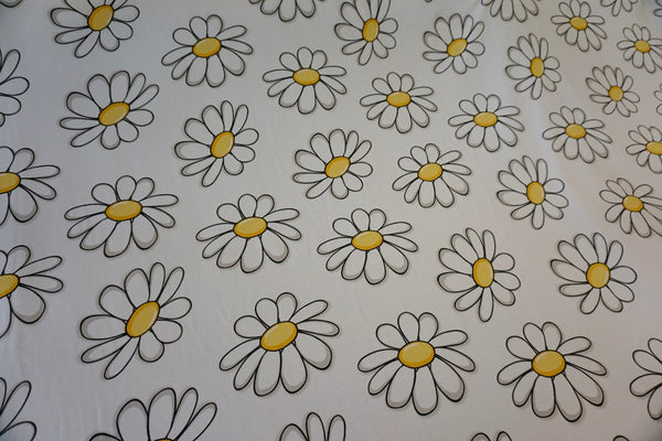 Daisy Pop Print on White Jersey