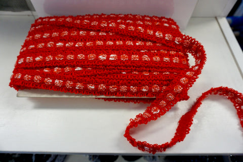 LAST PIECE: 2.75 MT  Red & White Textured Braid Trim