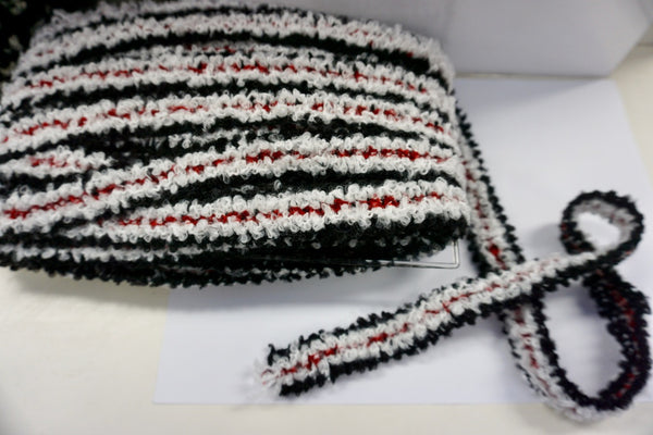 Red, White & Black Textured Braid Trim