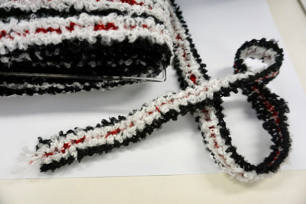 Red, White & Black Textured Braid Trim