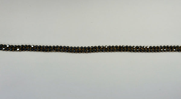 LAST PIECE: 1.75 MT  Swarovski Crystal Trim, Double Row Gunmetal Black on Gold