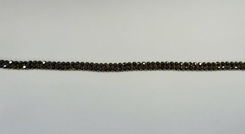 LAST PIECE: 1.75 MT  Swarovski Crystal Trim, Double Row Gunmetal Black on Gold