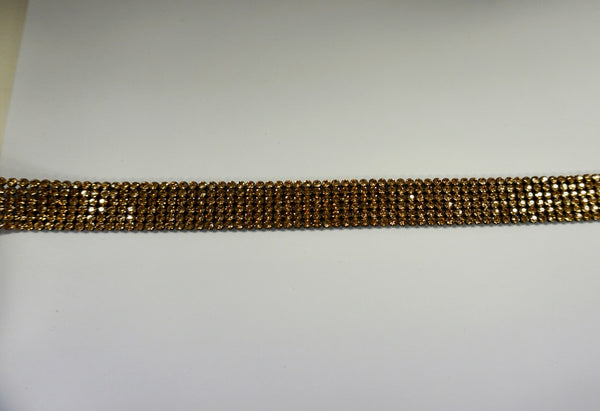 Swarovski Crystal Trim, Six Row Gold on Black