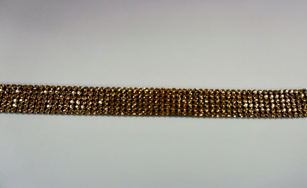 Swarovski Crystal Trim, Six Row Gold on Black