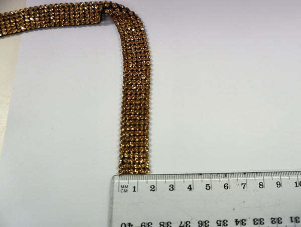 Swarovski Crystal Trim, Six Row Gold on Black