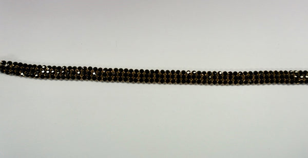 Swarovski Crystal Trim, Triple Row Black on Gold