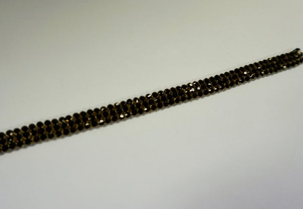 Swarovski Crystal Trim, Triple Row Black on Gold