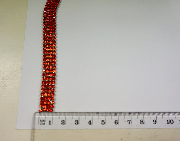 Swarovski Crystal Trim, Four Row Bright Red