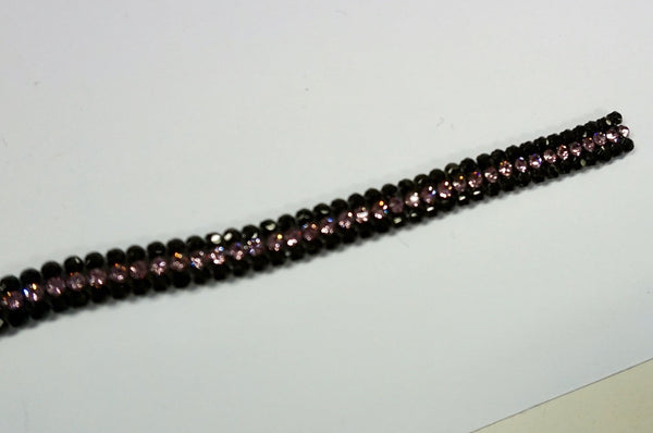 Swarovski Crystal Trim, Triple Row Black/Pink