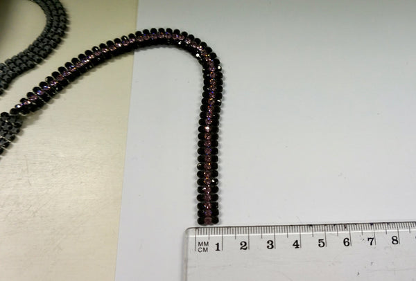 Swarovski Crystal Trim, Triple Row Black/Pink