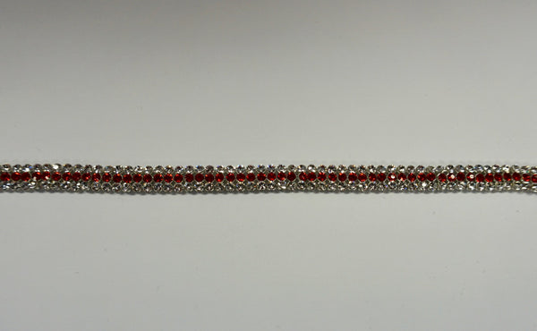 Swarovski Crystal Trim, Triple Row Ruby Centre