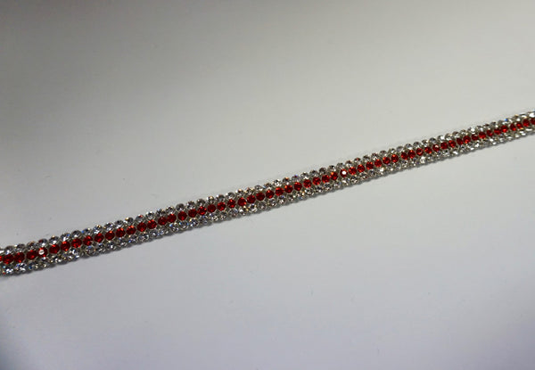 Swarovski Crystal Trim, Triple Row Ruby Centre