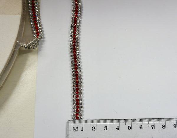 Swarovski Crystal Trim, Triple Row Ruby Centre