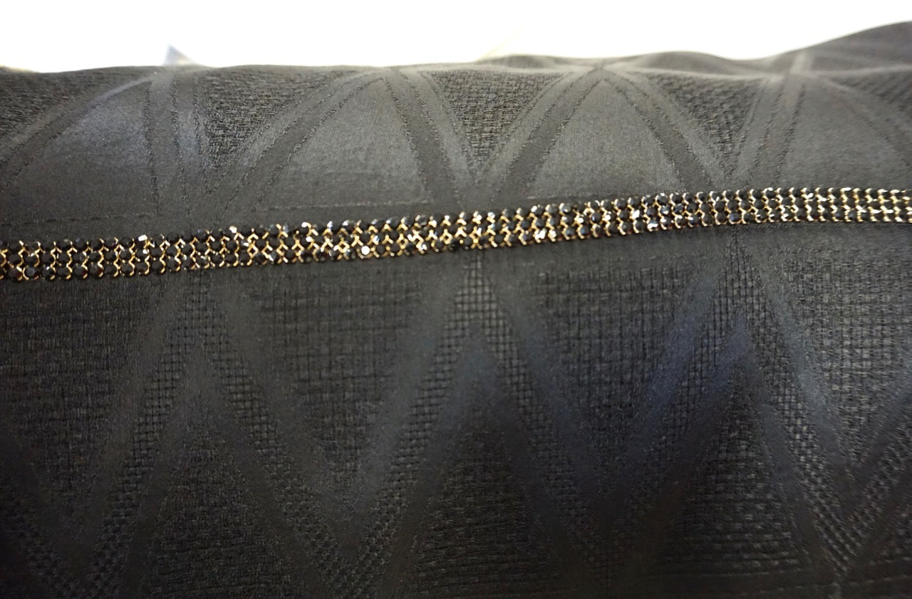 Swarovski Crystal Trim, Triple Row Black on Gold