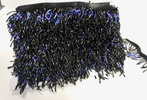 Beaded Fringe Trim in Royal Blue & Black