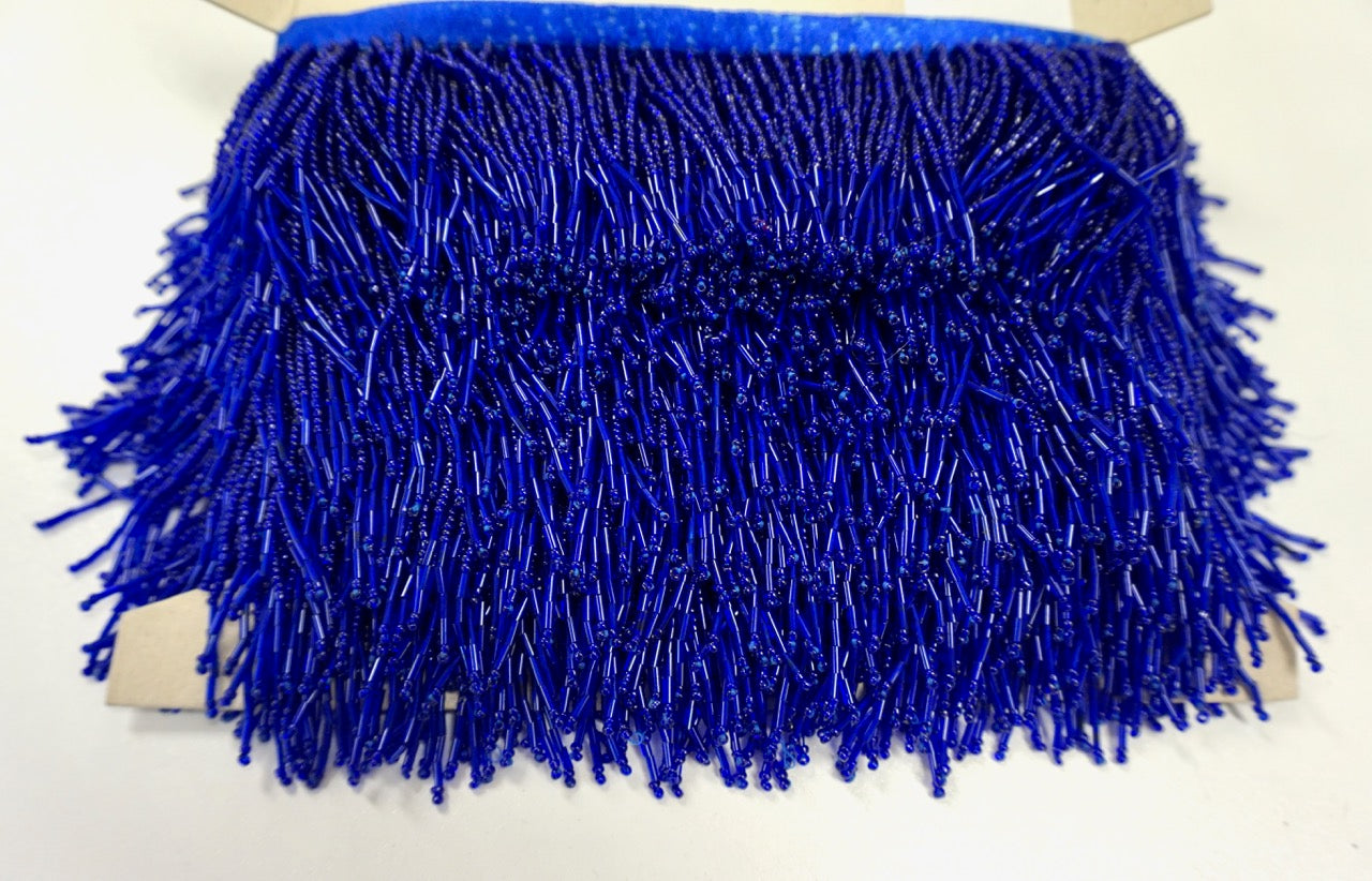 Beaded Fringe Trim in Royal Blue