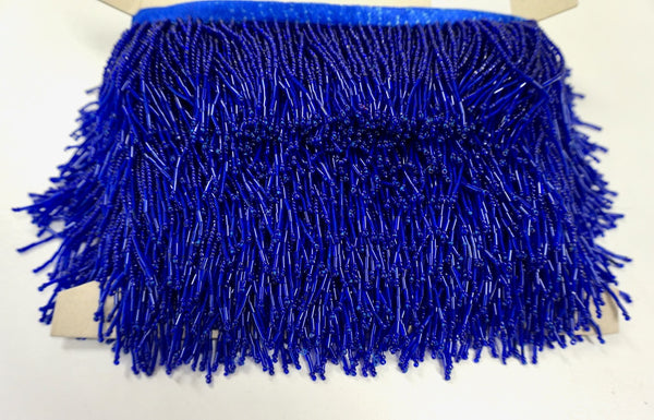 Beaded Fringe Trim in Royal Blue