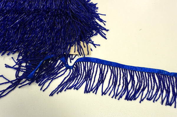 Beaded Fringe Trim in Royal Blue