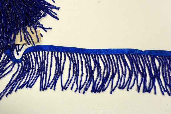 Beaded Fringe Trim in Royal Blue