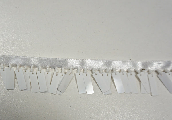 Rectangle Sequin Trim, White