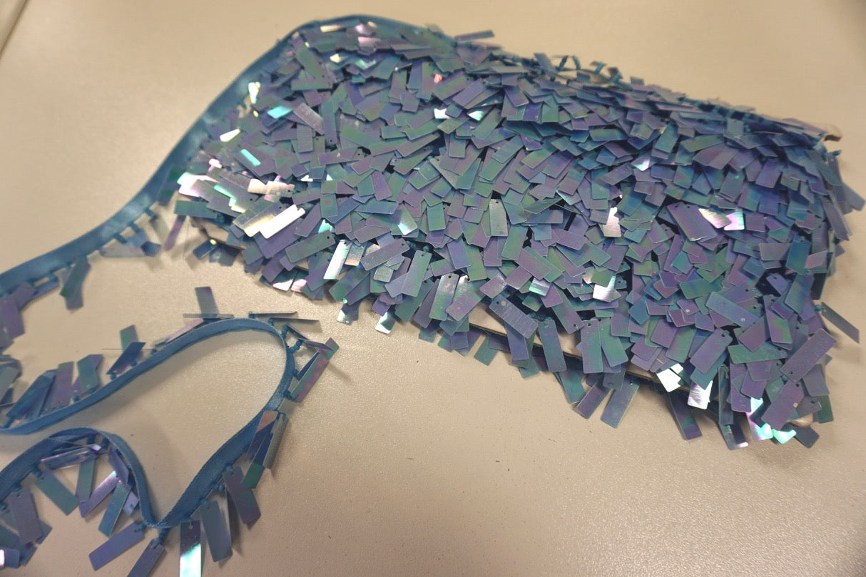 Rectangle Sequin Trim, Blue Opal