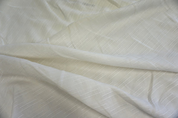Dashed Lines Linen Jacquard, Natural White