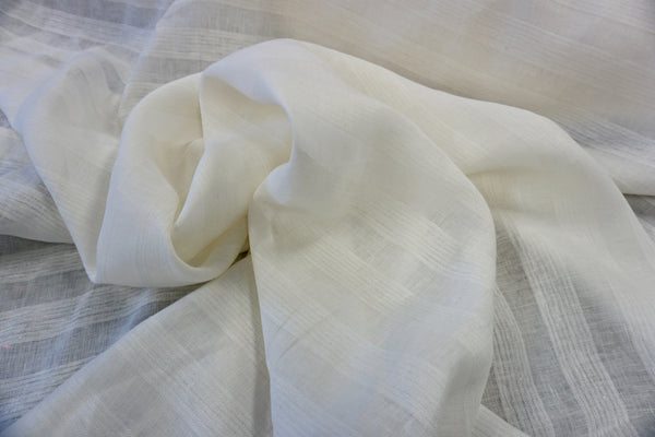 Stripe Linen Jacquard, Natural White