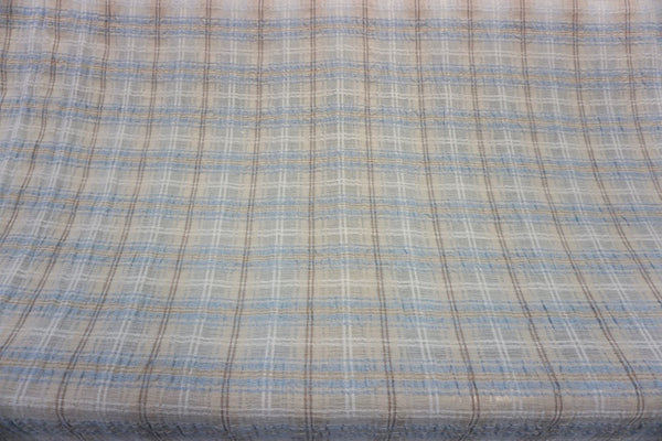 Blue & White Check Crepe Linen Blend