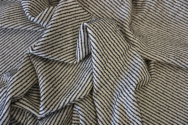 Bouclè Stripe Tweed Suiting, Black & White