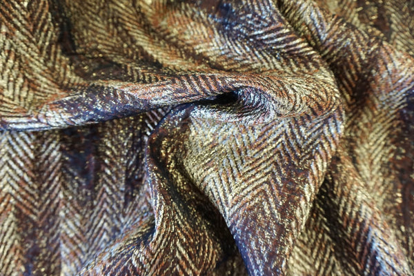 Bronze and Gold Italian Herringbone Brocade