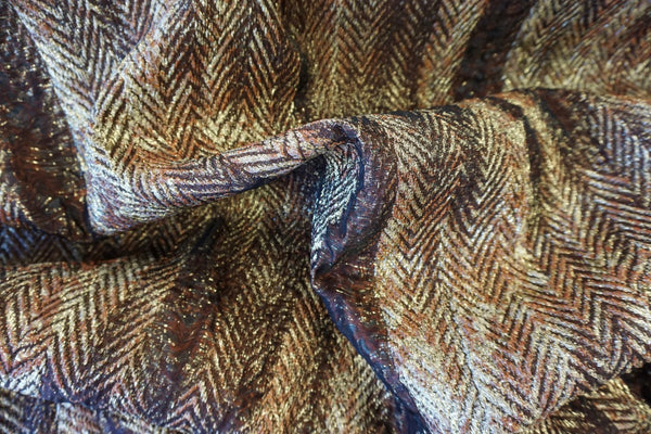 Bronze and Gold Italian Herringbone Brocade