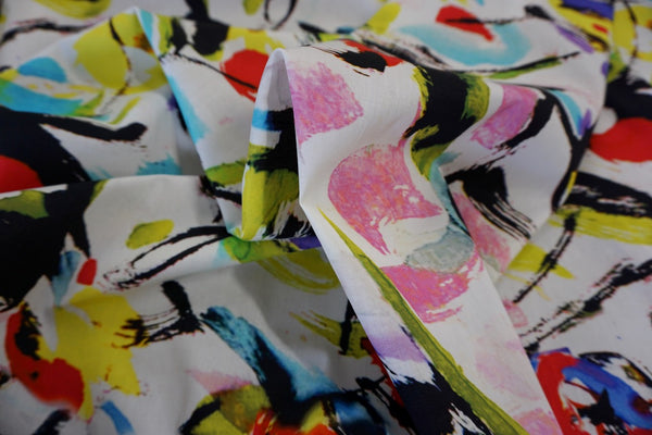 Painters Palette Print on Stretch Cotton Poplin