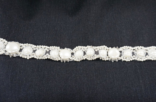 Flat Pearl & Swarovski Rhinestone Trim