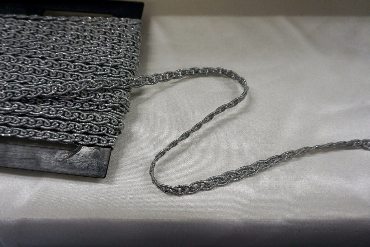 Silver Lurex Corded Braid Trim