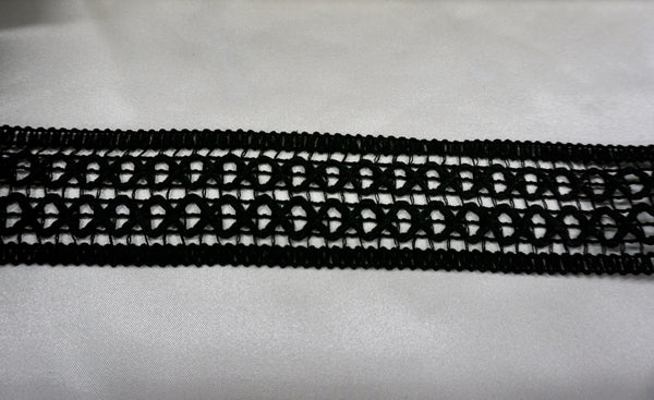 Cotton Macrame Lattice Trim, Black