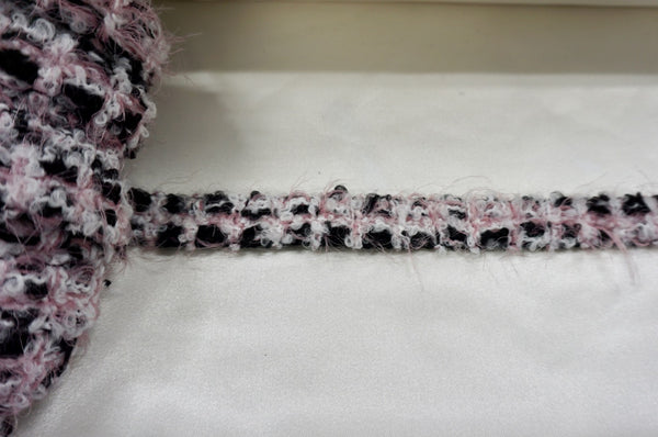 LAST PIECE: 1.0 MT  Pink & Black Textured Braid Trim