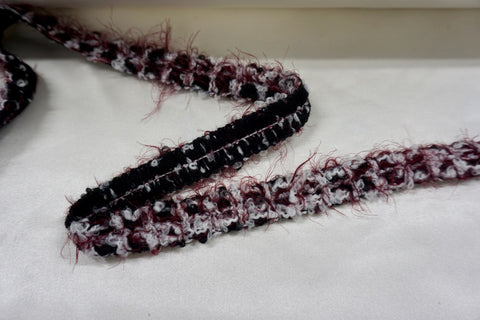 Burgandy & White Textured Braid Trim