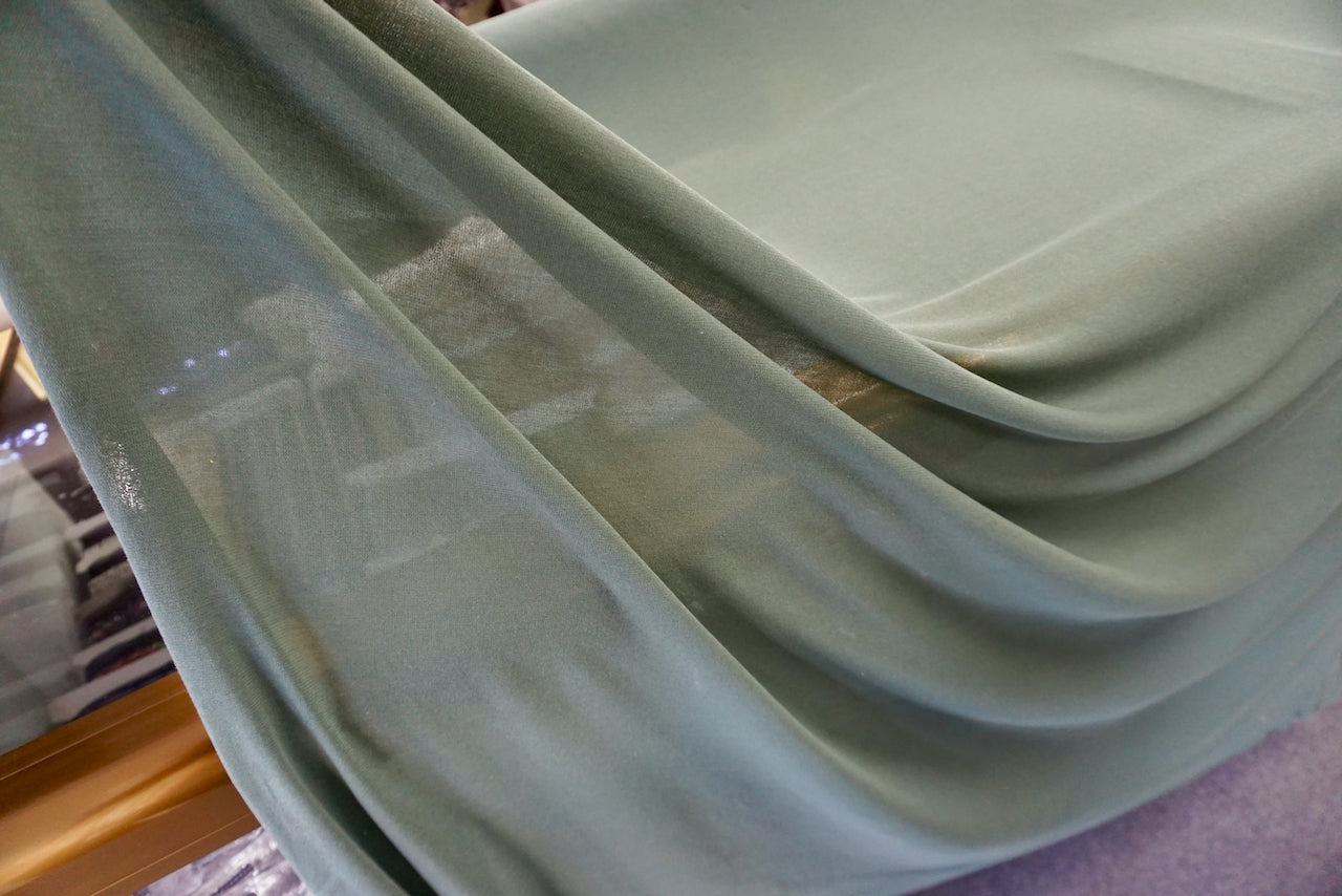 Semi Sheer Cotton Stretch Knit, Grey Green – Fabric Muse