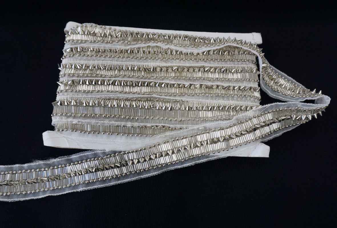 Beaded Trim, With Silver Spike Beads